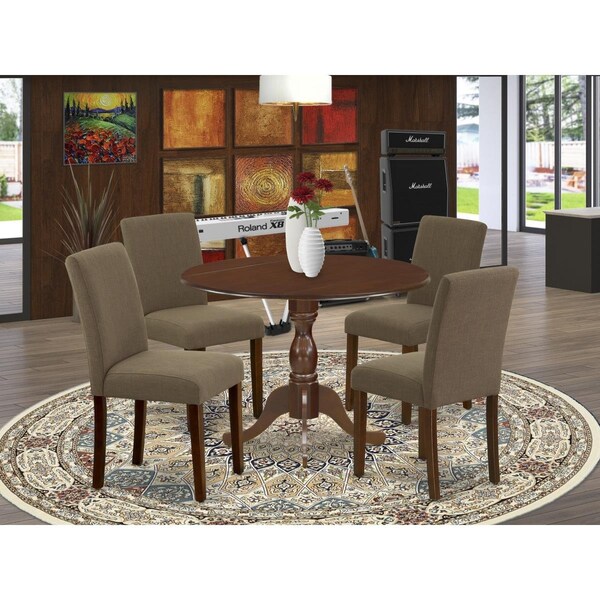 East West Furniture 5 Piece Dublin Wood Dining Table Set - Mahogany DMAB5-MAH-18 - main